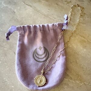 Jane Win Faith Petite Embellished Coin Pendant with Chain